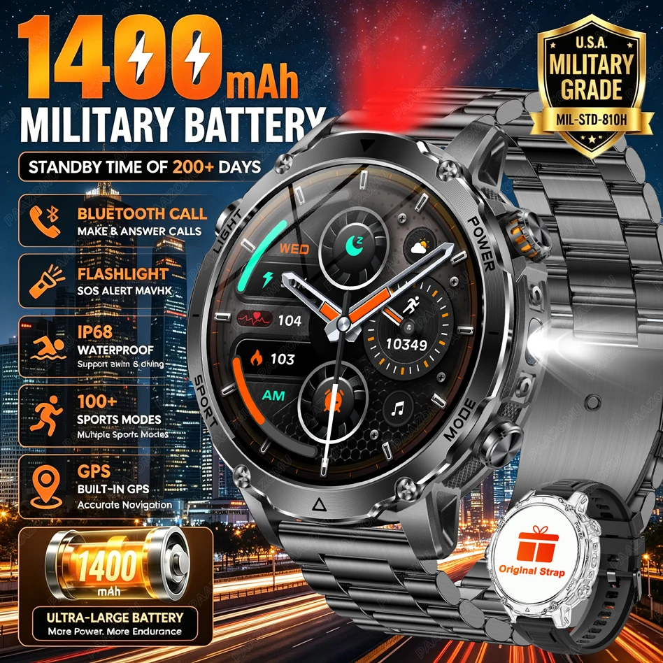 Smartwatch Watches Brands For Men - 브랜드+1400mAh 대용량 배터리 스마트워치 남성용 1.7인치