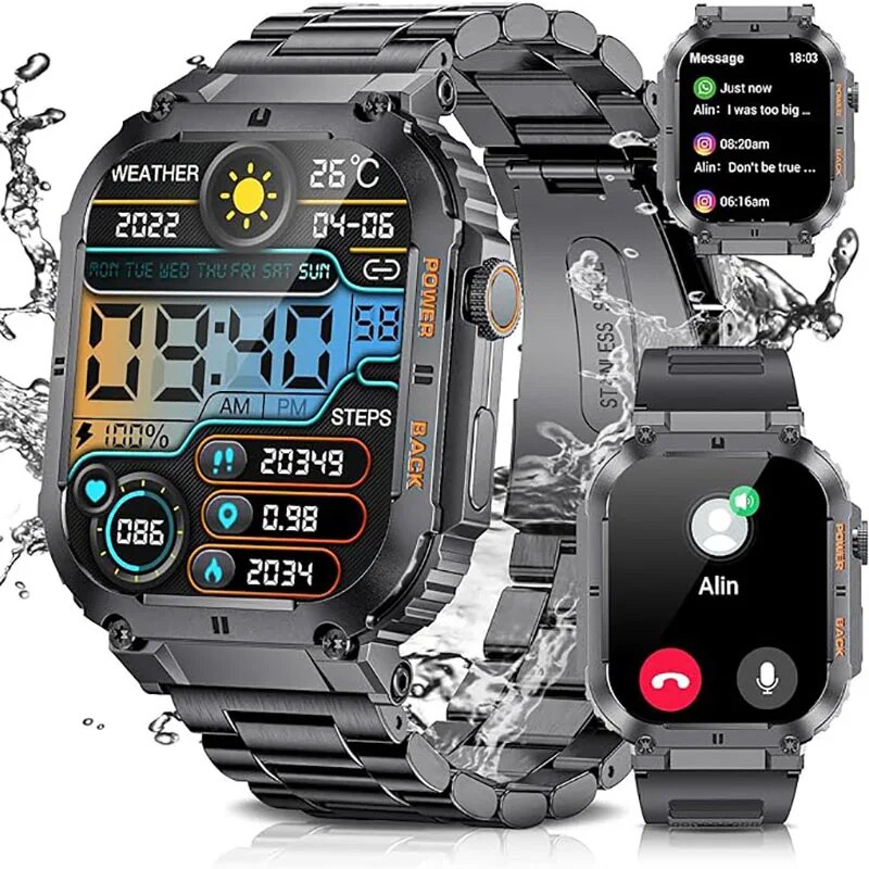 Smartwatch Watches For Mens - LIGE 남성용 야외 스포츠 피트니스 스마트워치,