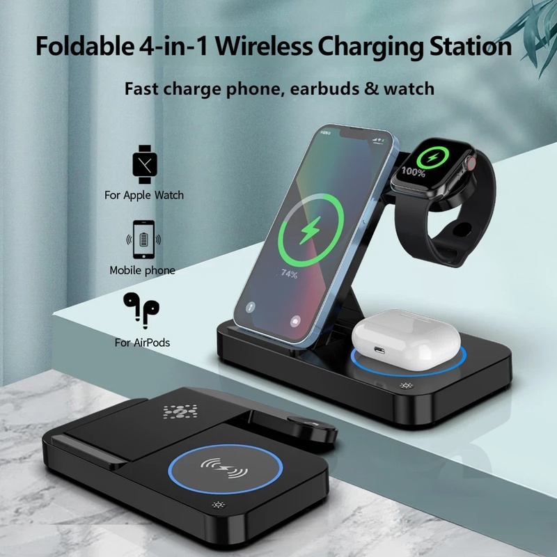 Smartwatch Phone Watches - 4 in 1 접이식 무선 충전