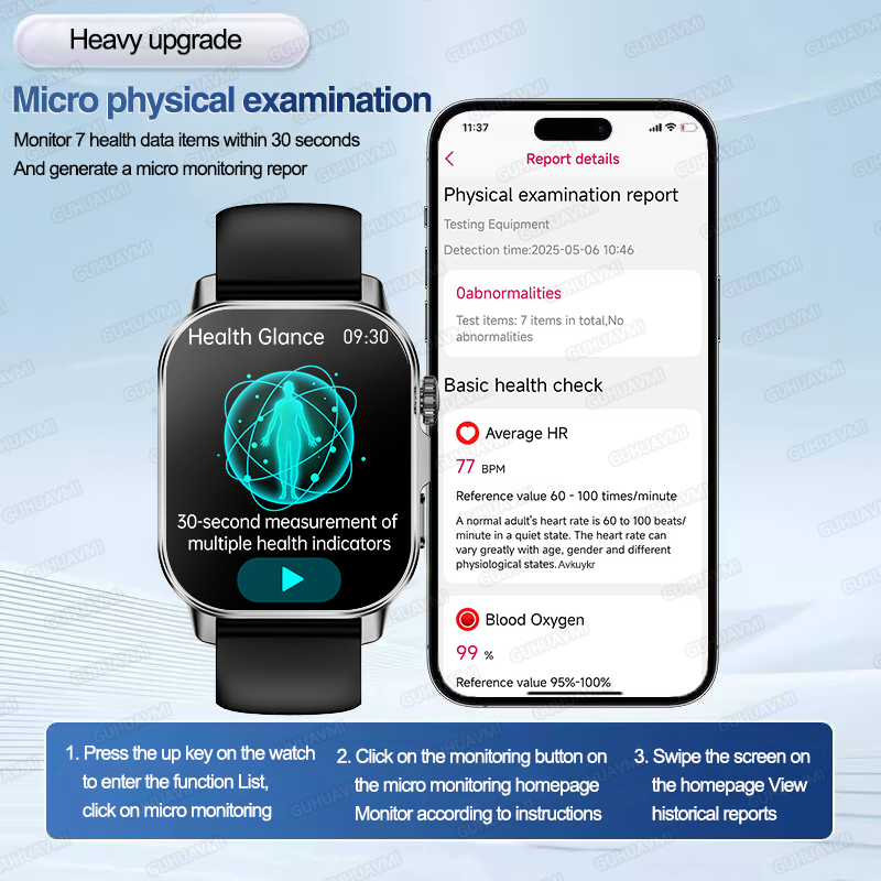 신형 남성용 감정 진단 스마트워치 ECG+HRV 혈액  - Smartwatch Health Watches 리뷰 및 가격