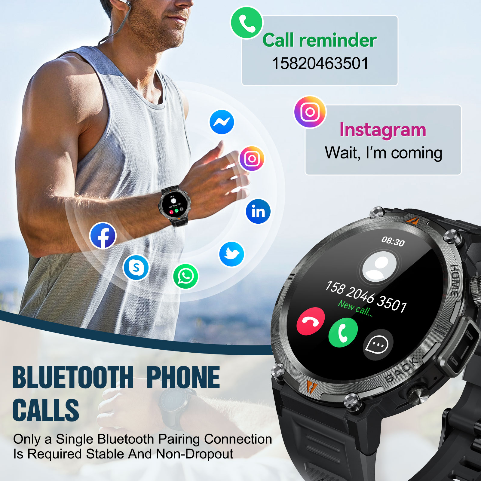 EIGIIS KE3 블루투스 통화 스마트 워치 남성용  - Smartwatch Health Watches 리뷰 및 가격