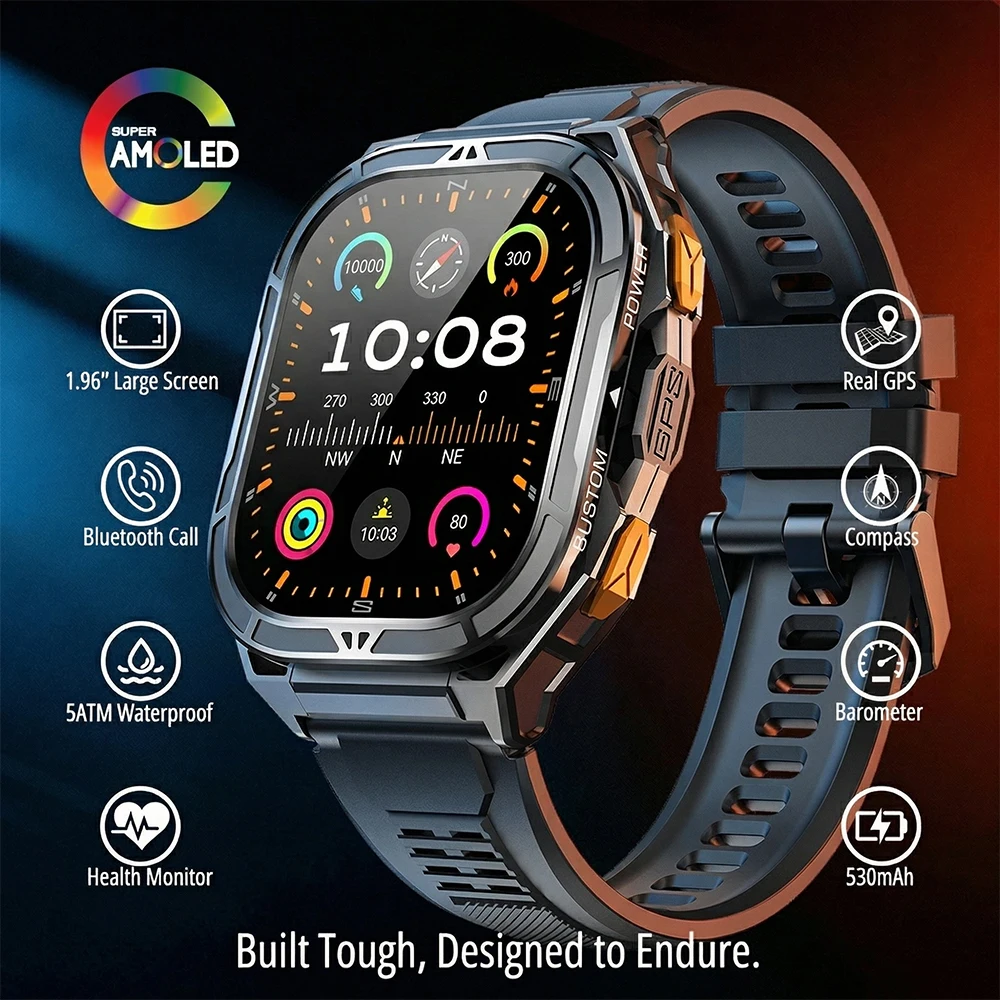 럭셔리 AMOLED 스마트워치, 실제 GPS 탑재, 5 - Smartwatch Health Watches 리뷰 및 가격