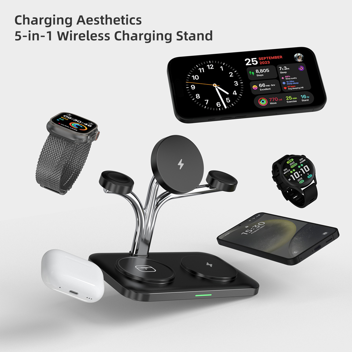 5 IN 1 마그네틱 무선 충전기 듀얼 폰 및 시계 고 - Smartwatch Phone Watches 리뷰 및 가격