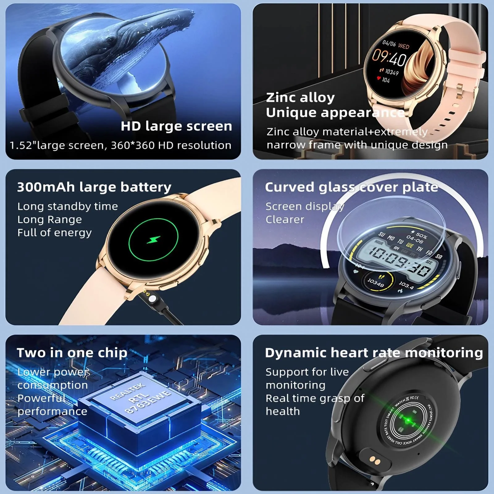 여성용 스마트워치 방수 심박수 수면 추적기 전화 수신  - Smartwatch Health Watches 리뷰 및 가격